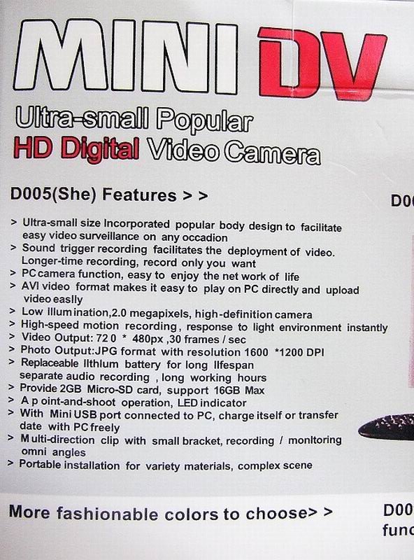 HD photo resolutional portable mini DV