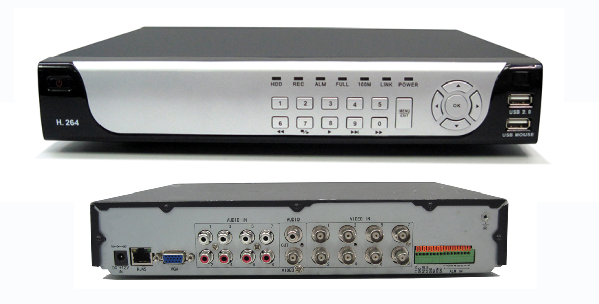 Functional Type 8ch DVR H264 Format Alarm Input USB Backups